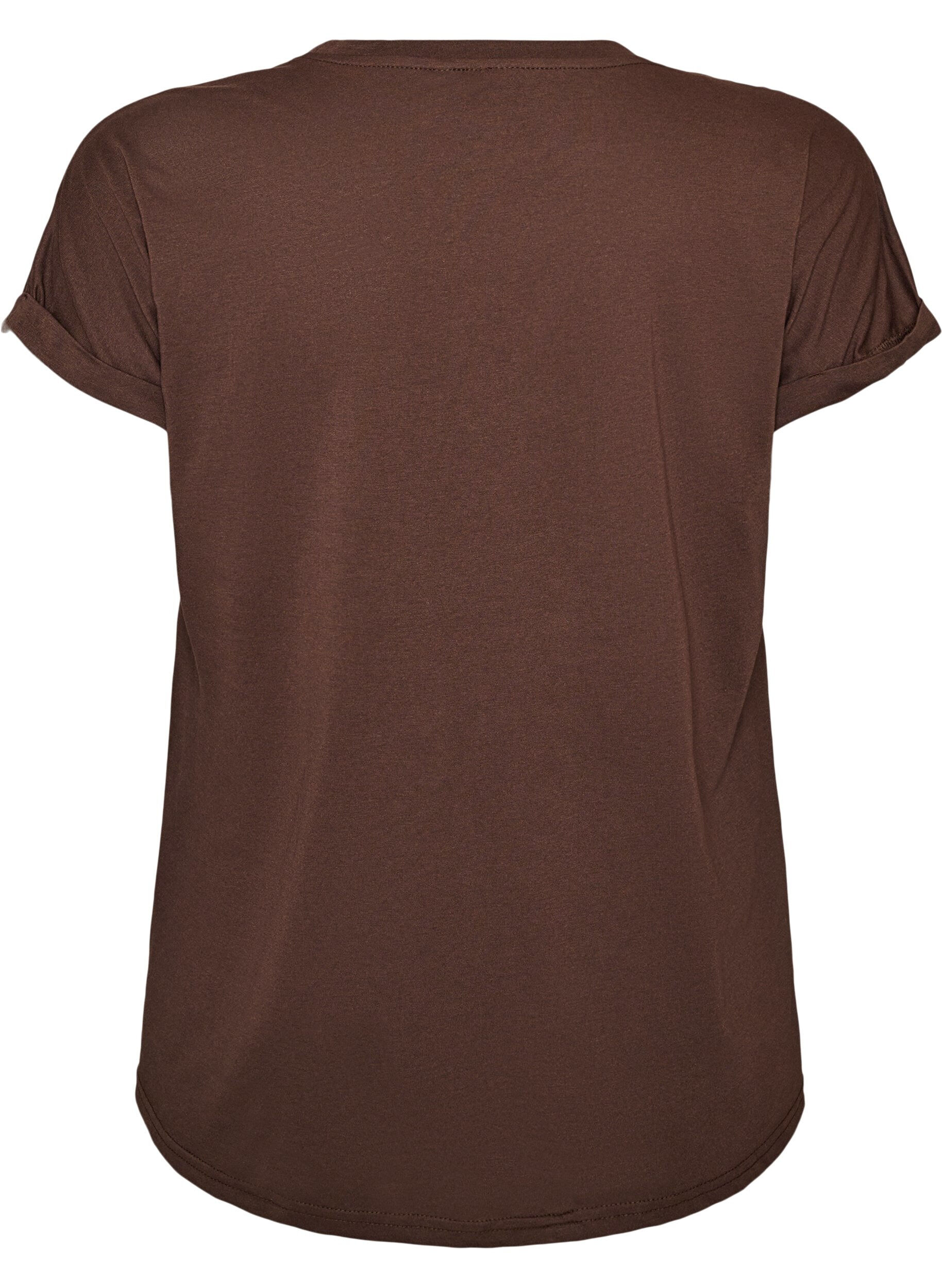 ZizziT-shirt met korte mouwen van katoenmix, Bruin, Packshot image number 1
