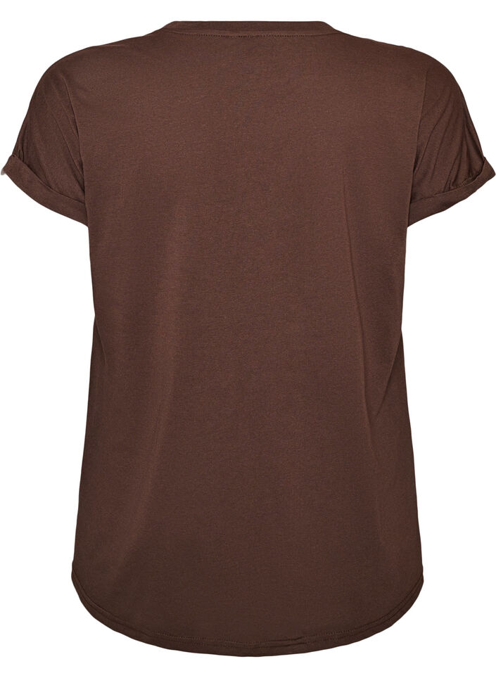 T-shirt met korte mouwen van katoenmix, Bruin, Packshot image number 1