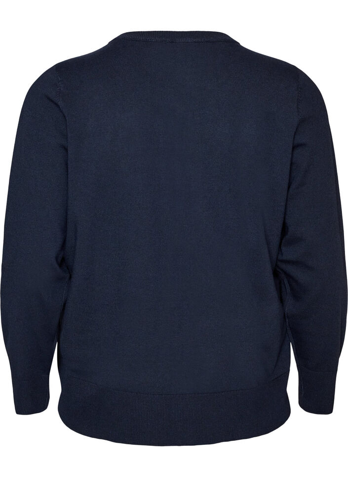 Fijngebreide vest met ronde hals, Blauw, Packshot image number 1