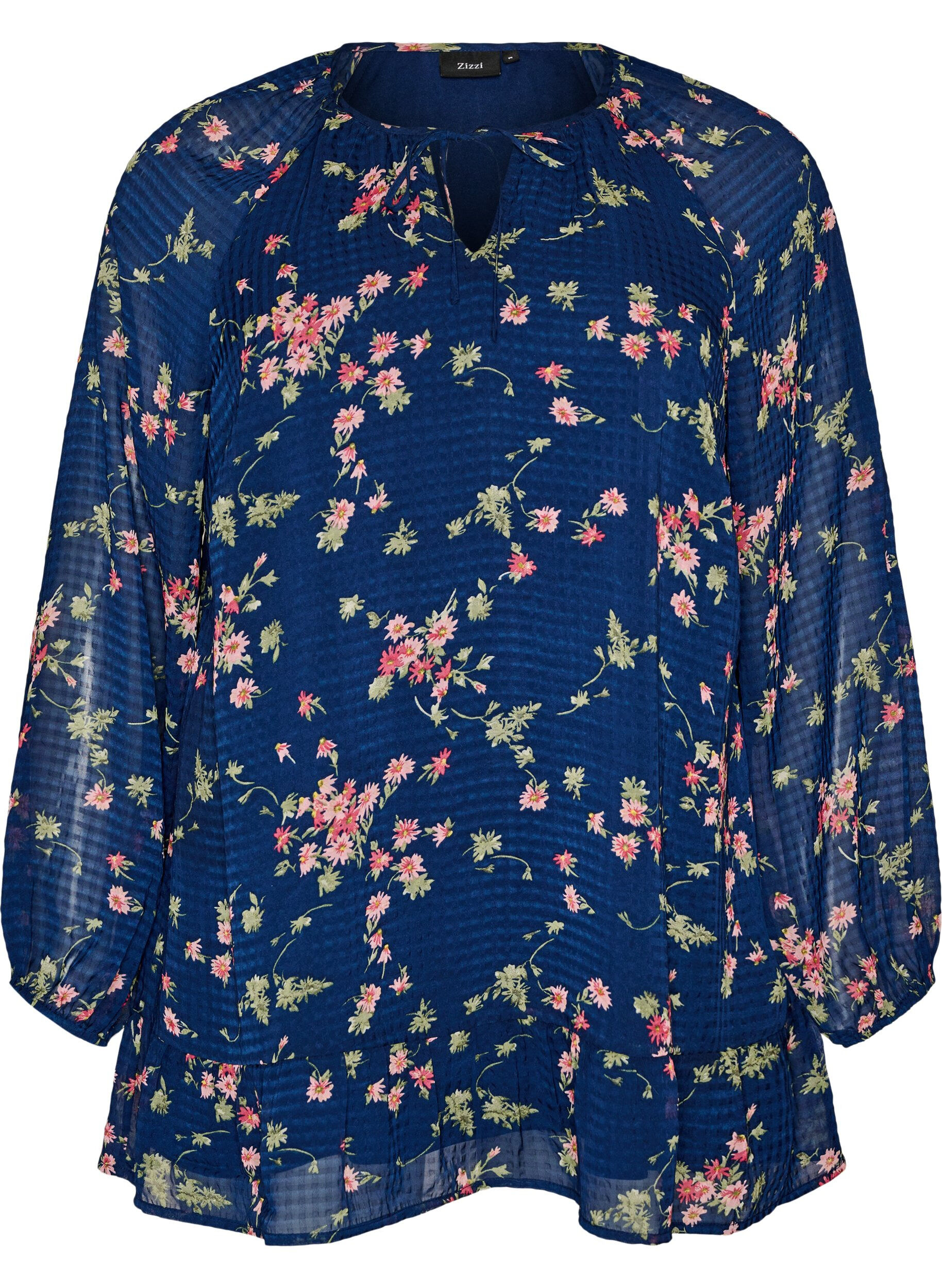 ZizziA-lijn tuniek met bloemenprint, Blauw, Packshot image number 0