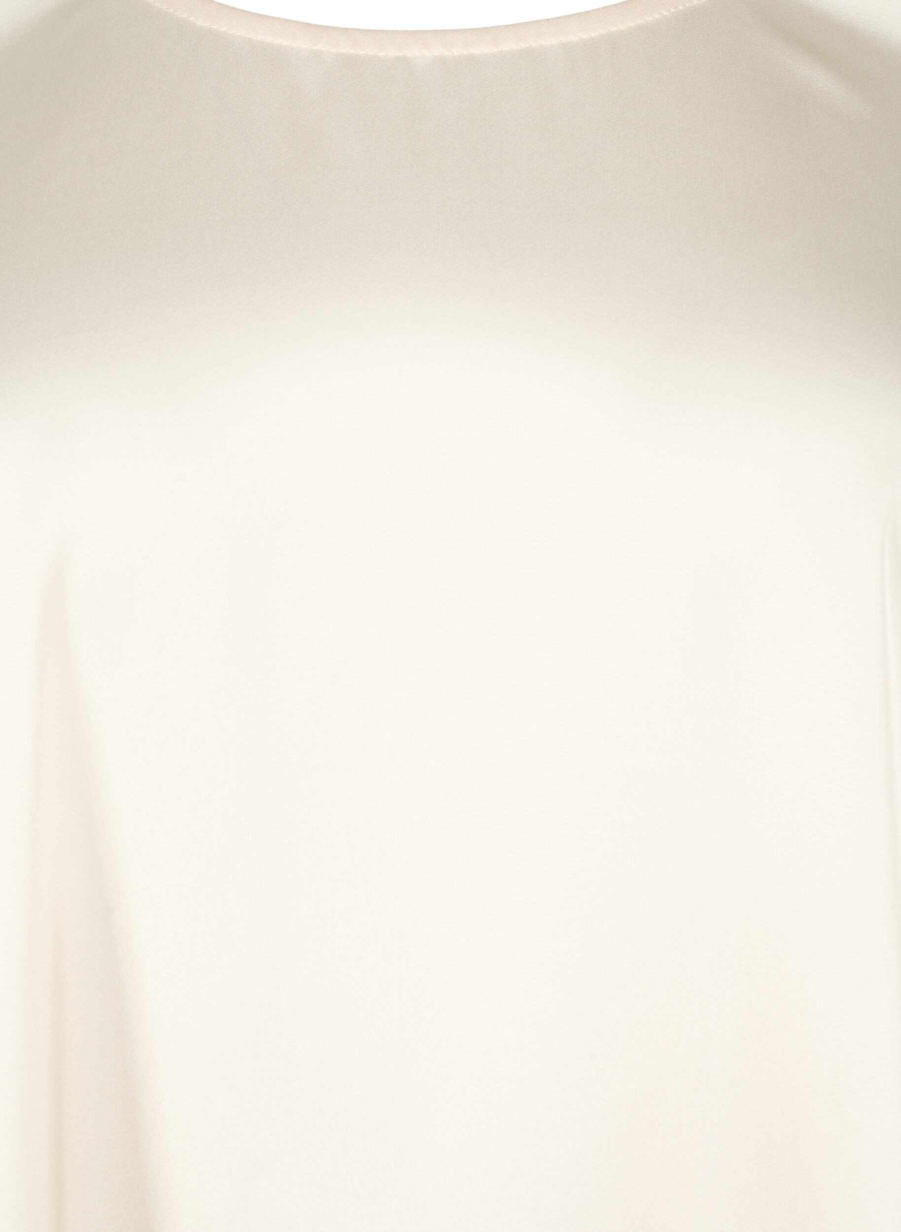 Zizzi Satijnen blouse met halflange mouwen, Champagne, Packshot image number 2