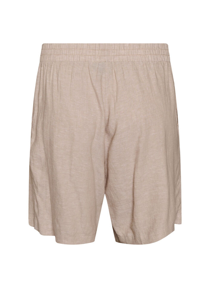 Shorts met hoge taille in linnen en viscose, Beige, Packshot image number 1