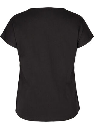 Katoenen t-shirt met korte mouwen en borduursel, Black, Packshot image number 1