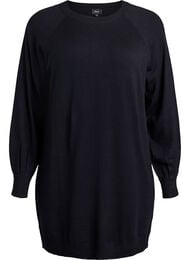 Korte gebreide jurk met raglanmouwen, Zwart