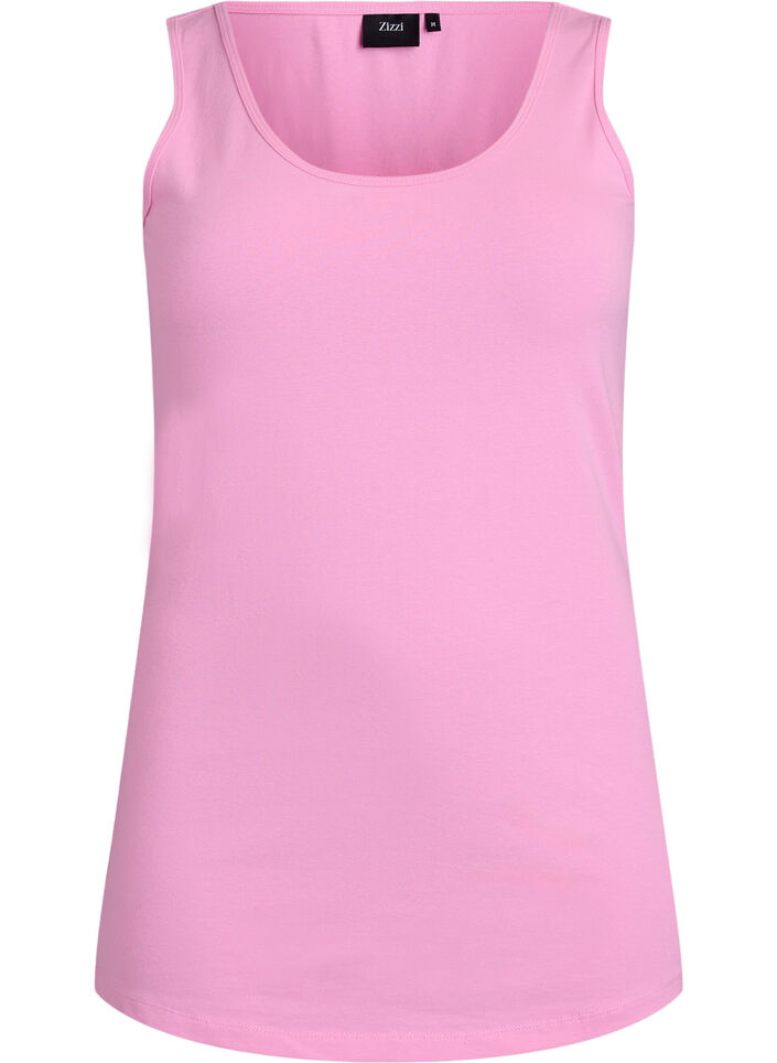 Effen gekleurd basic top in katoen, Roze, Packshot image number 0
