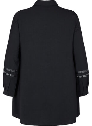 Lang shirt met kanten details, Black, Packshot image number 1