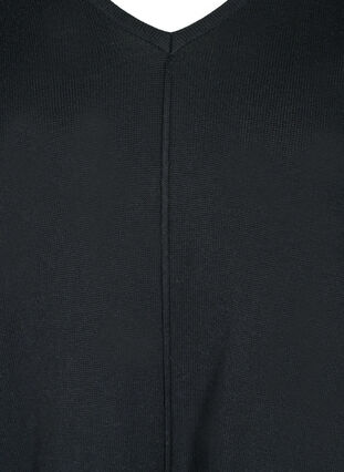Effen gebreide jurk met v-hals, Black, Packshot image number 2