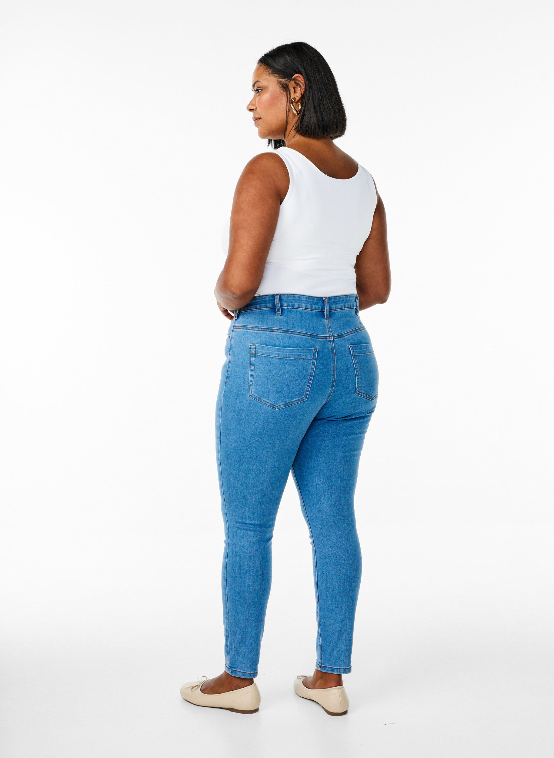Zizzi Amy jeans met een hoge taille en super slanke pasvorm, Blauw, Model image number 0