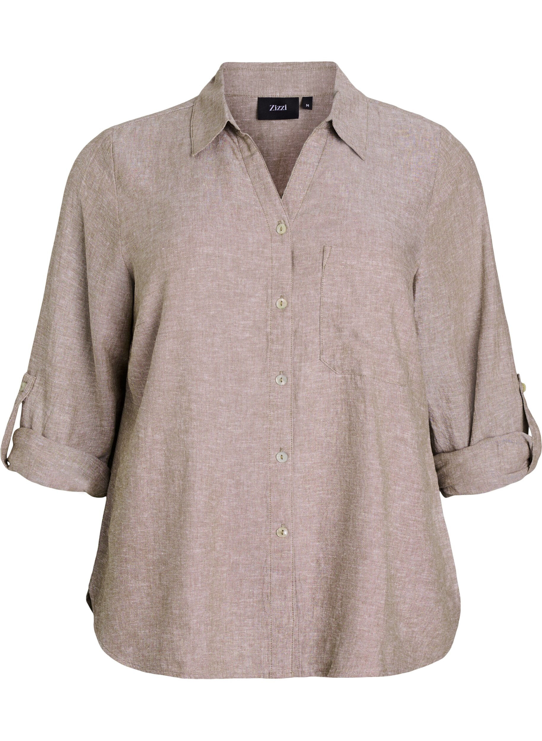 Linnen en viscose shirt met 3/4 mouwen