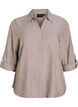 Linnen en viscose shirt met 3/4 mouwen, Bruin, Packshot image number 0