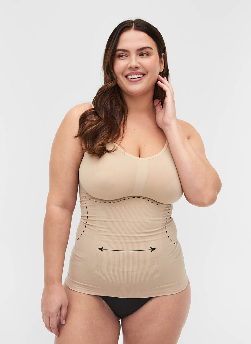 Shapewear top met brede bandjes, Beige, Model image number 0
