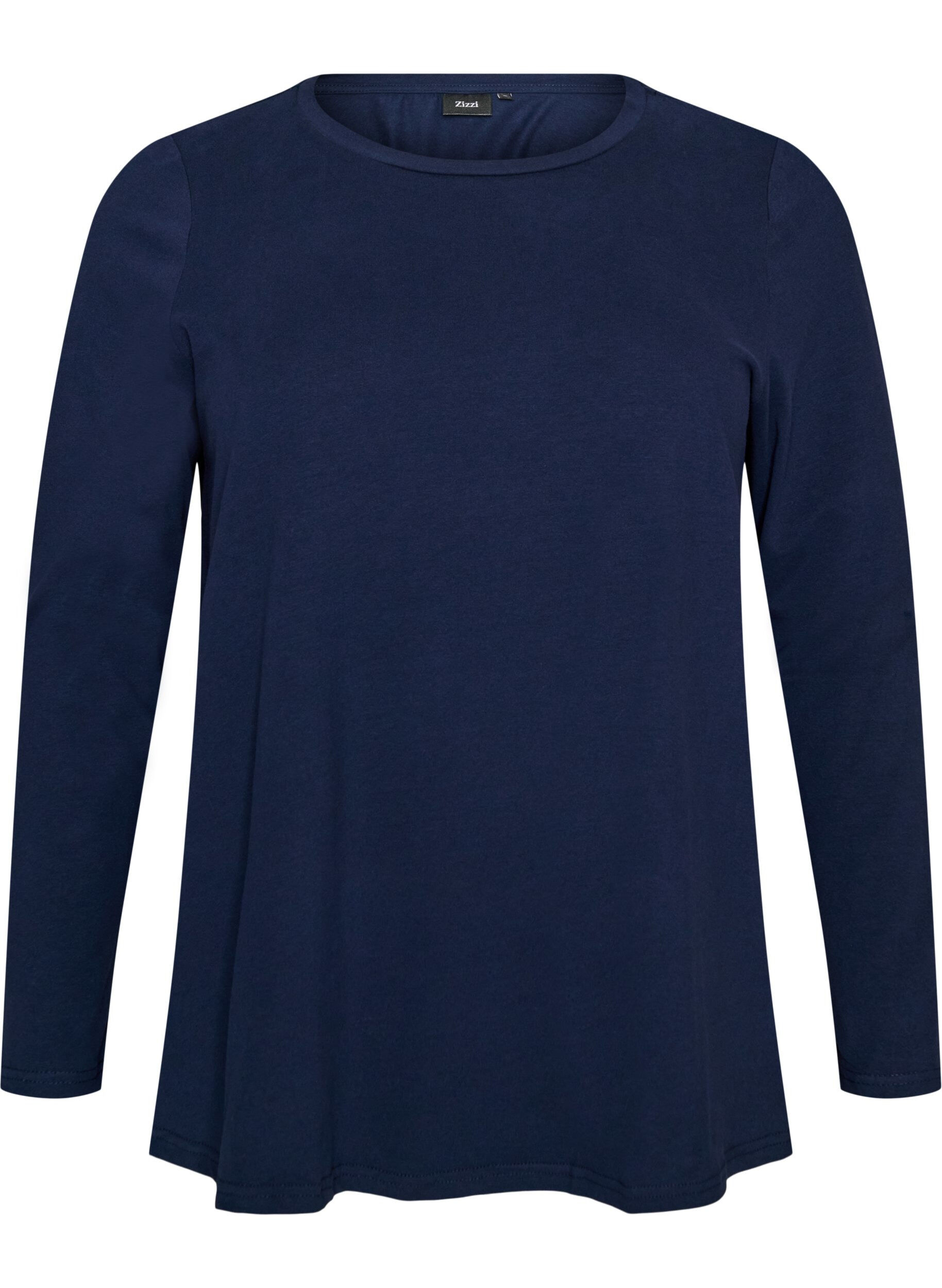 ZizziBasic jerseyblouse met lange mouwen, Blauw, Packshot image number 0