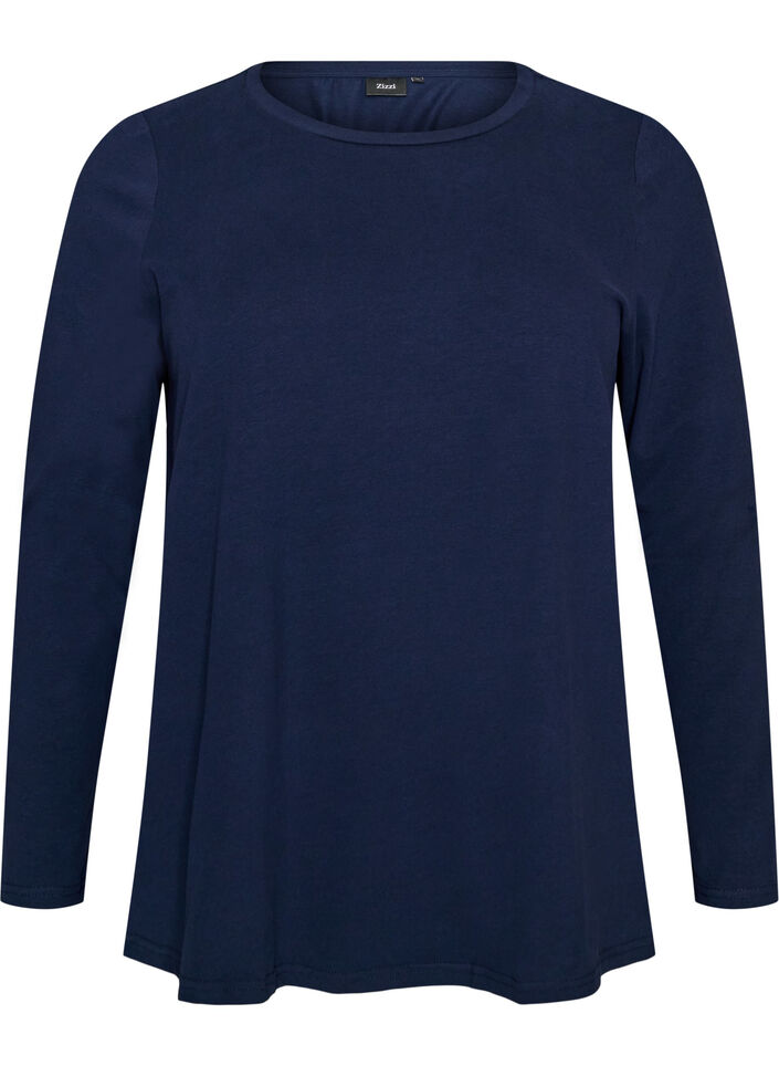 Basic jerseyblouse met lange mouwen, Blauw, Packshot image number 0