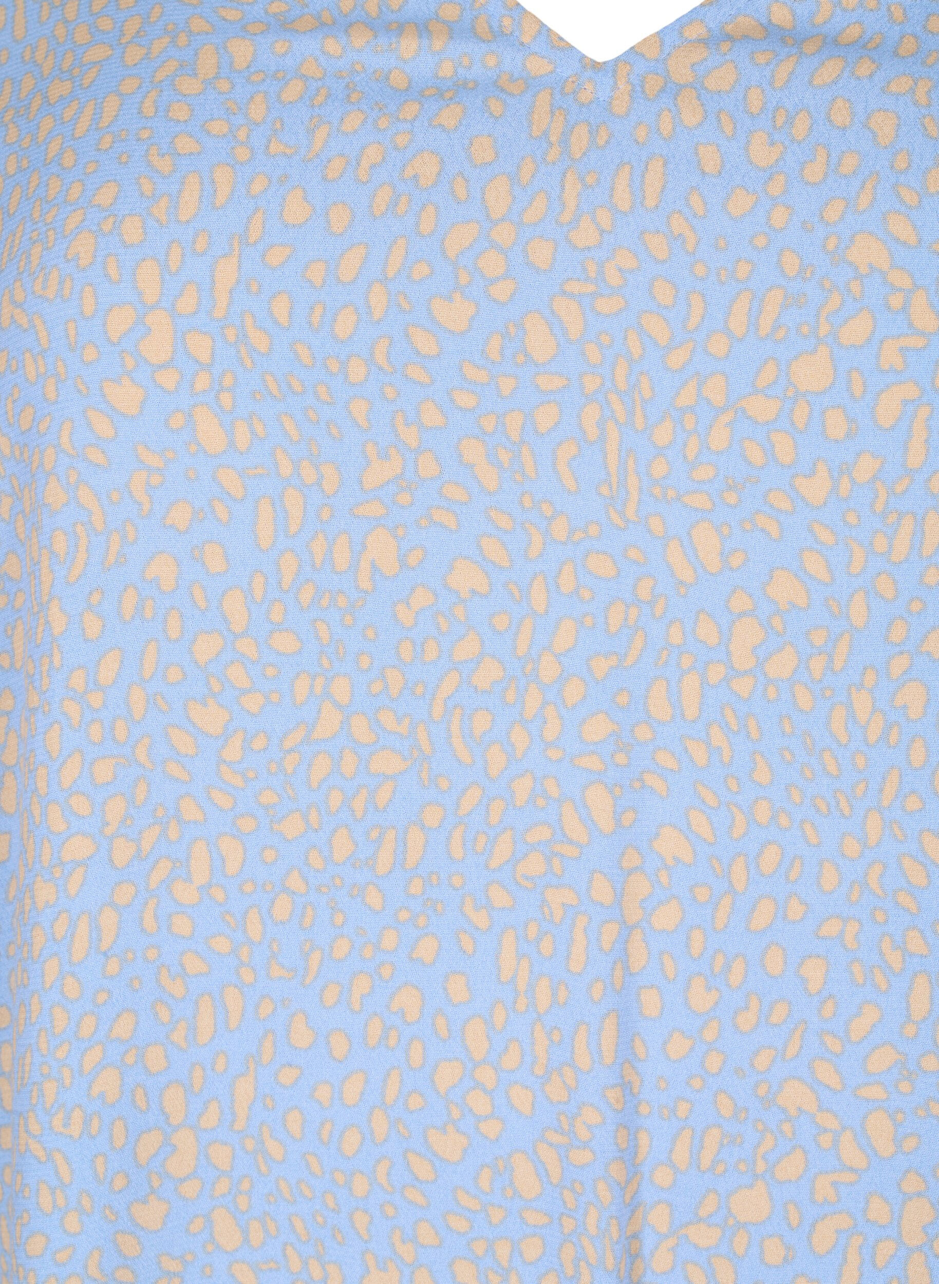 Zizzi V-hals blouse van viscose met print, Blauw, Packshot image number 2