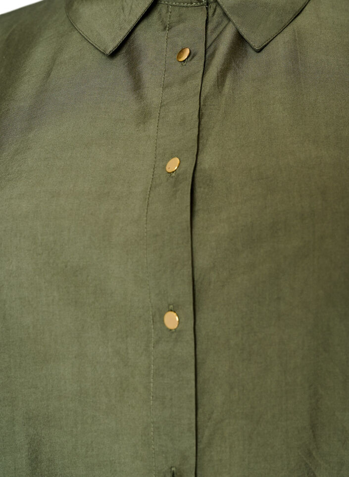 Viscose shirt met gouden knopen, Groen, Packshot image number 2
