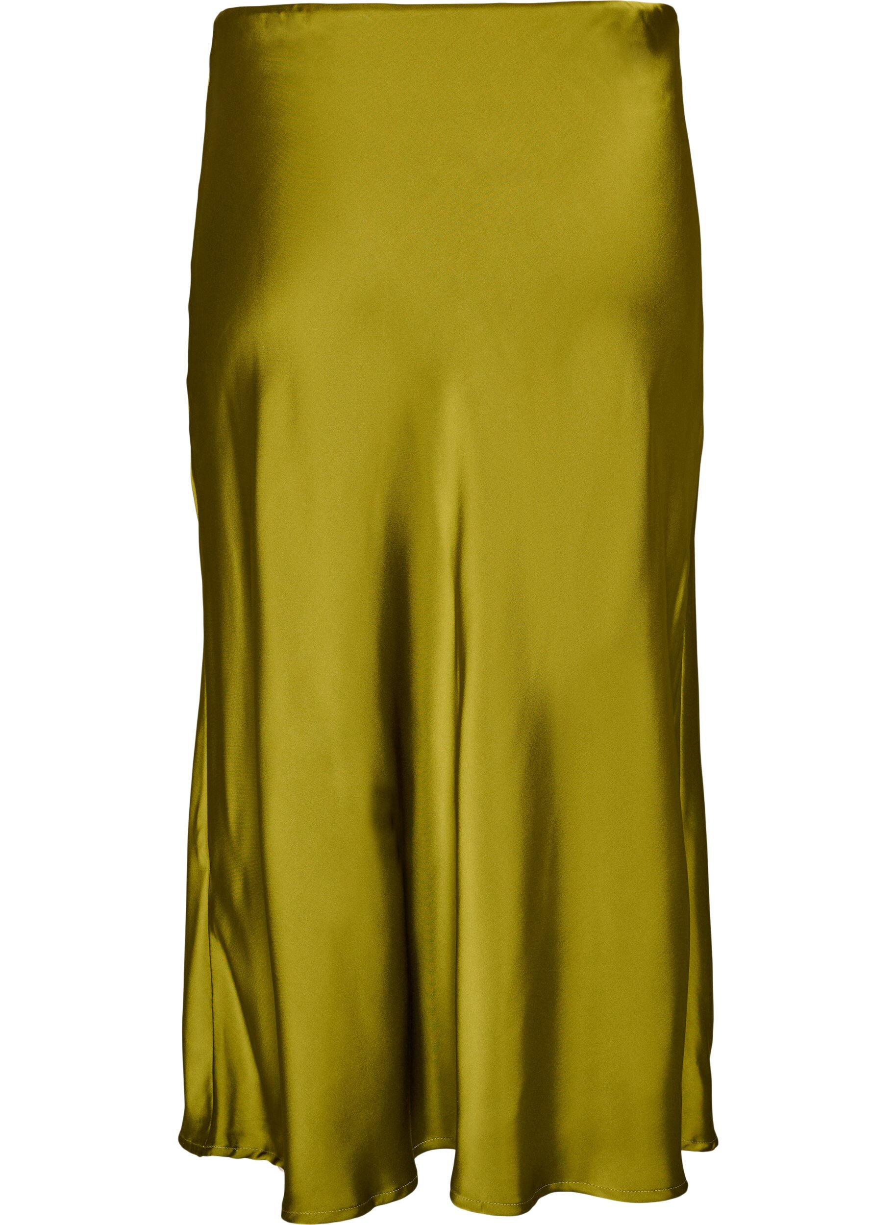ZizziSatijnen midi rok, Groen, Packshot image number 1