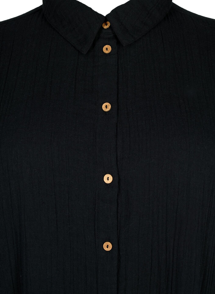 Shirt met korte mouwen en knopen, Black, Packshot image number 2