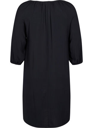 Viscose jurk met v-hals , Black, Packshot image number 1