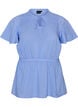 Katoenen blouse met strik en elastische taille, Blauw, Packshot image number 0