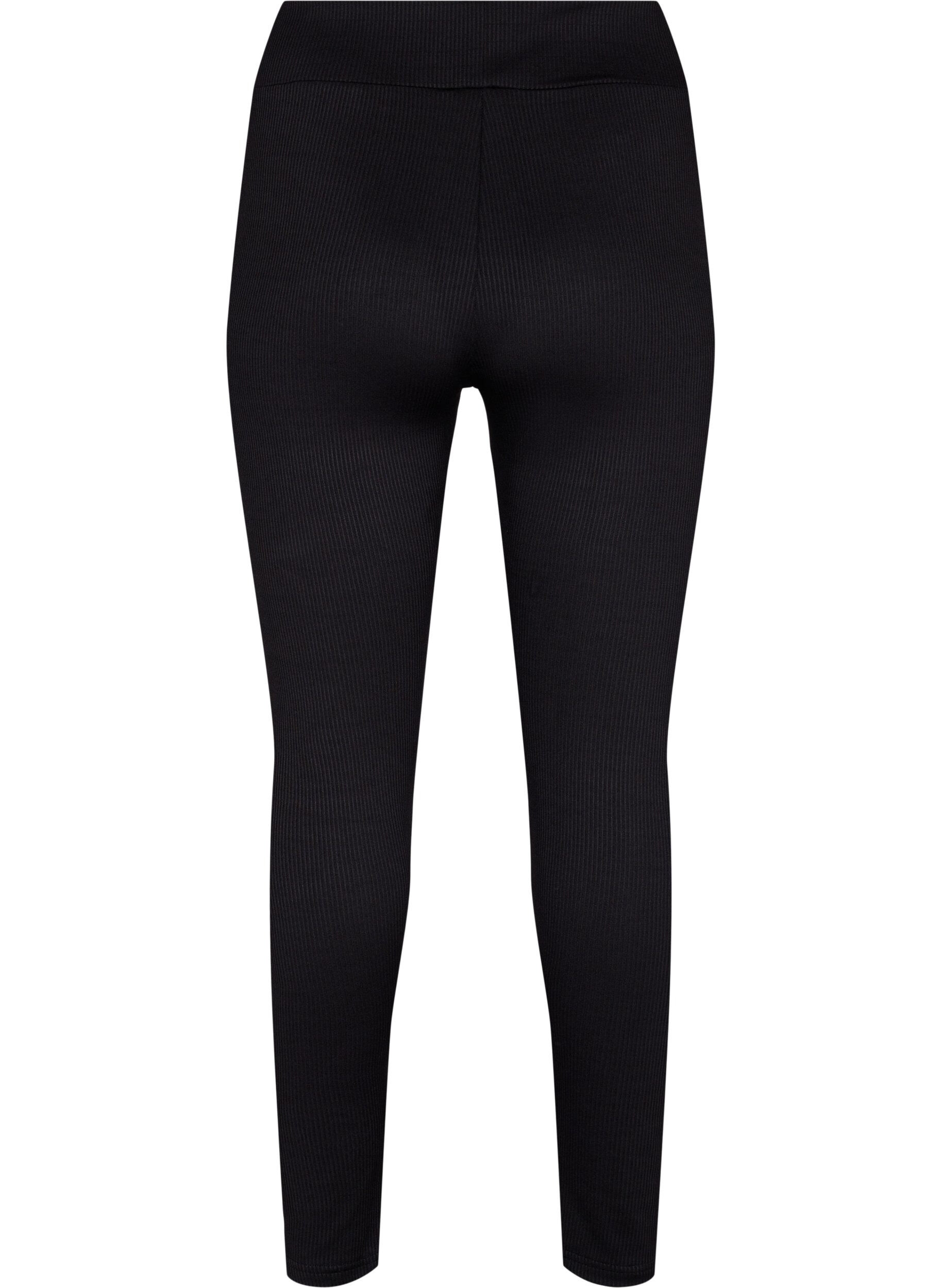 Zizzi Legging met stretch en geribde structuur, Black, Packshot image number 1
