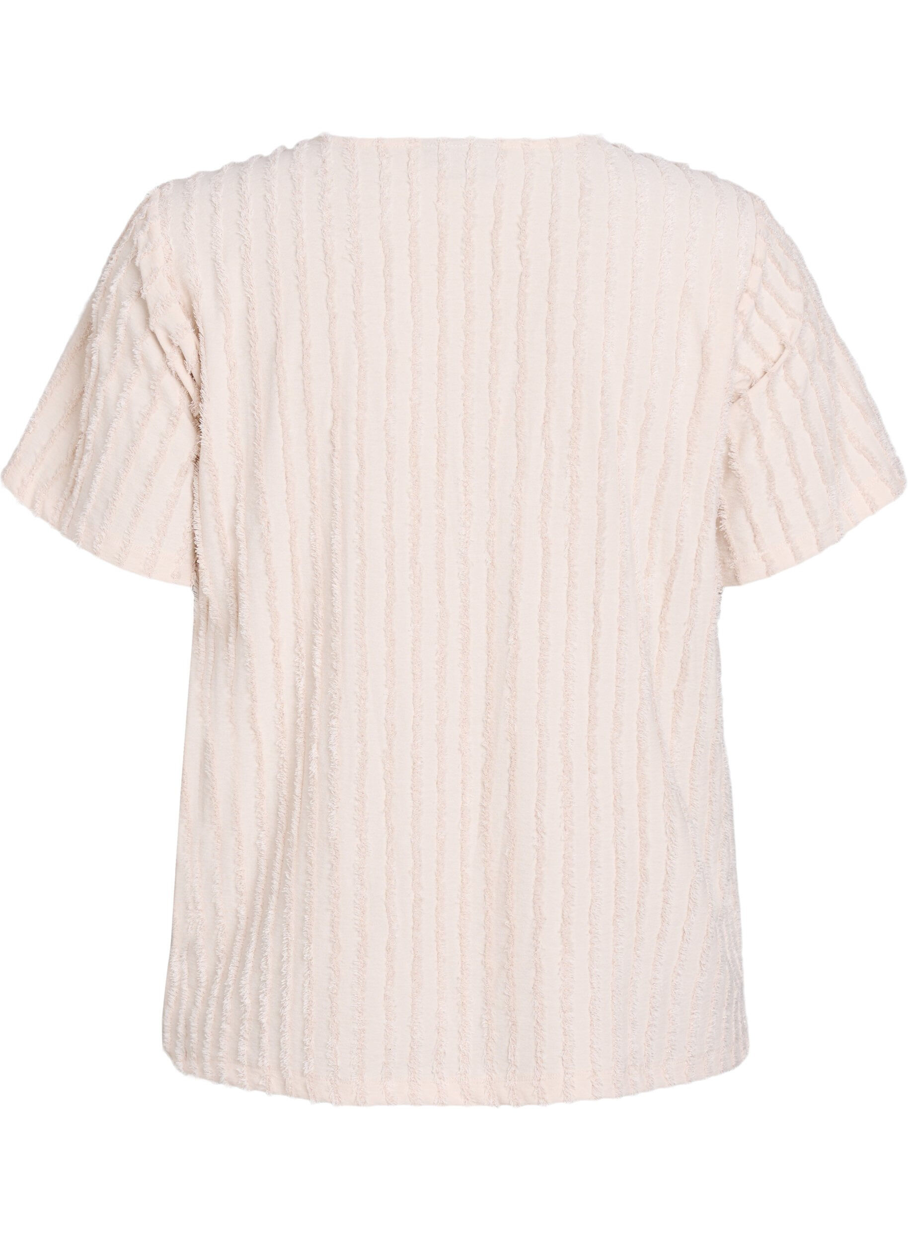 Zizzi Blouse met korte mouwen en strepentextuur, Beige, Packshot image number 1