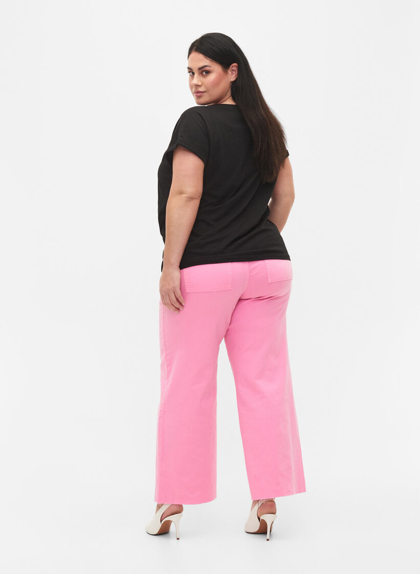 Flared jeans met high waist, Roze, Model image number 1