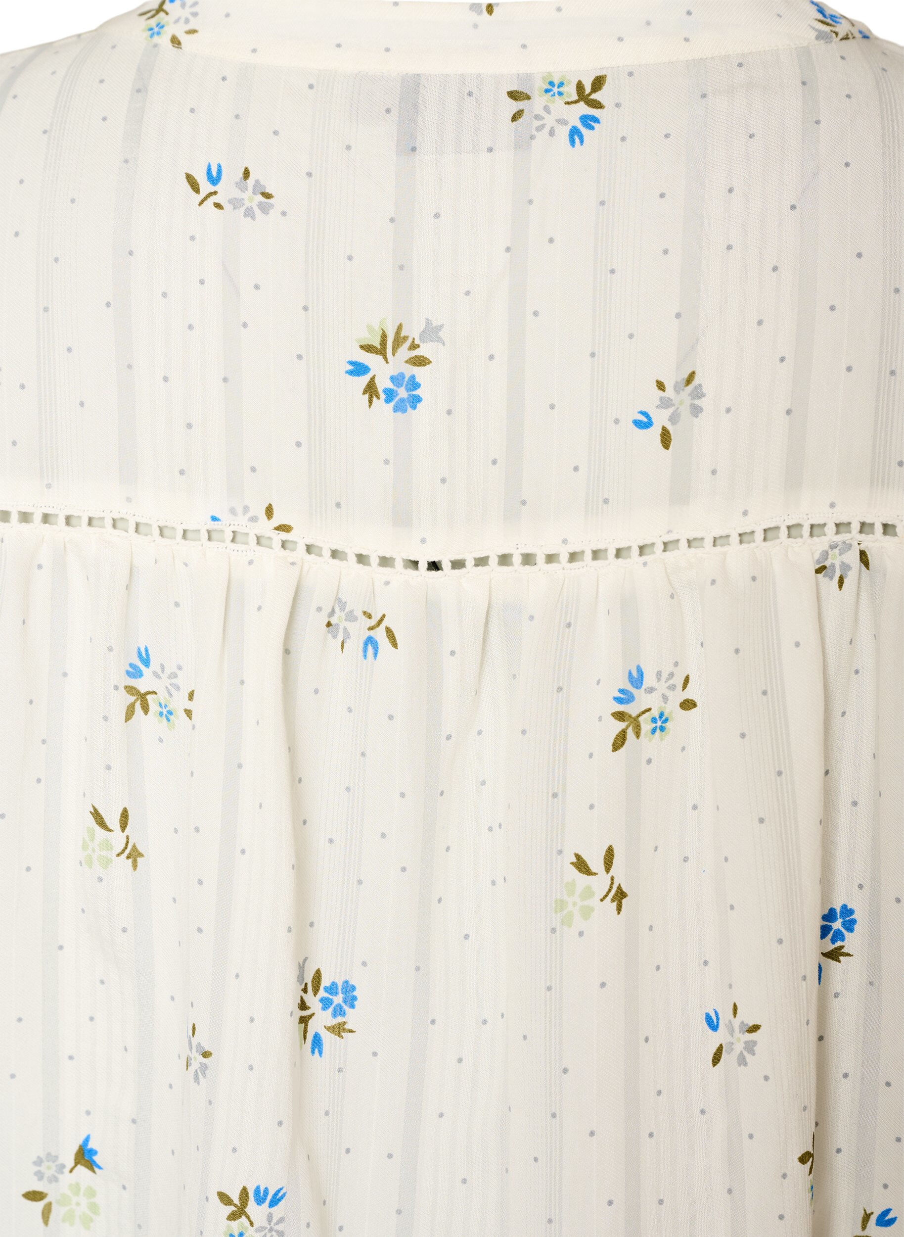 ZizziKorte viscose jurk met kanten rand en A-lijn snit, Vanille, Packshot image number 3