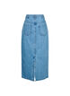Halflange denim rok met split aan de achterkant, Denim Blue, Packshot image number 1