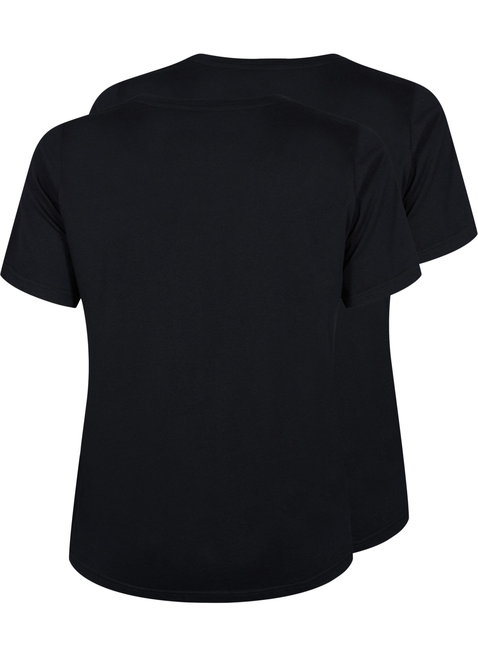 Zizzi FLASH - 2-pack T-shirts met ronde hals, Black/Black, Packshot image number 1