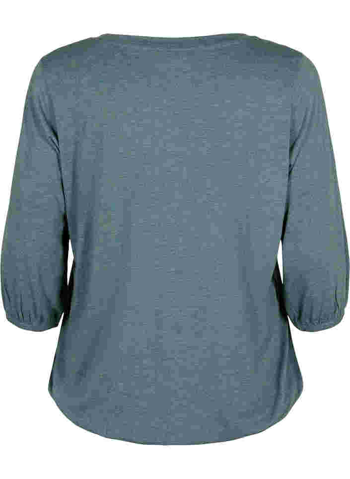 Gemêleerde blouse met v-hals, Sea Pine Mélange, Packshot image number 1