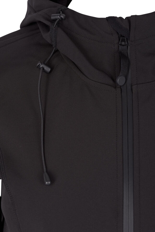 Korte softshell jas met capuchon, Black, Packshot image number 2