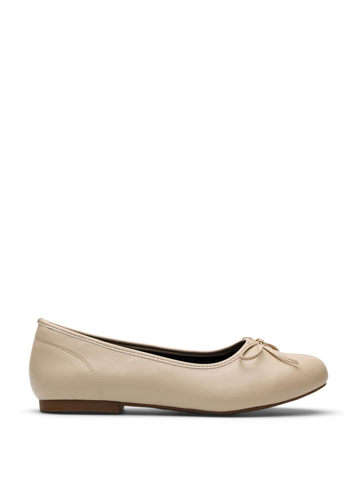 Wide fit - Ballerina met strikje, Beige, Packshot image number 0