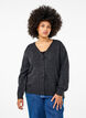 Kort gebreid vest met bloemknopen, Dark Grey Melange, Model image number 0