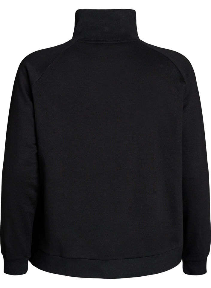 Sweatvest met hoge kraag en rits, Zwart, Packshot image number 1