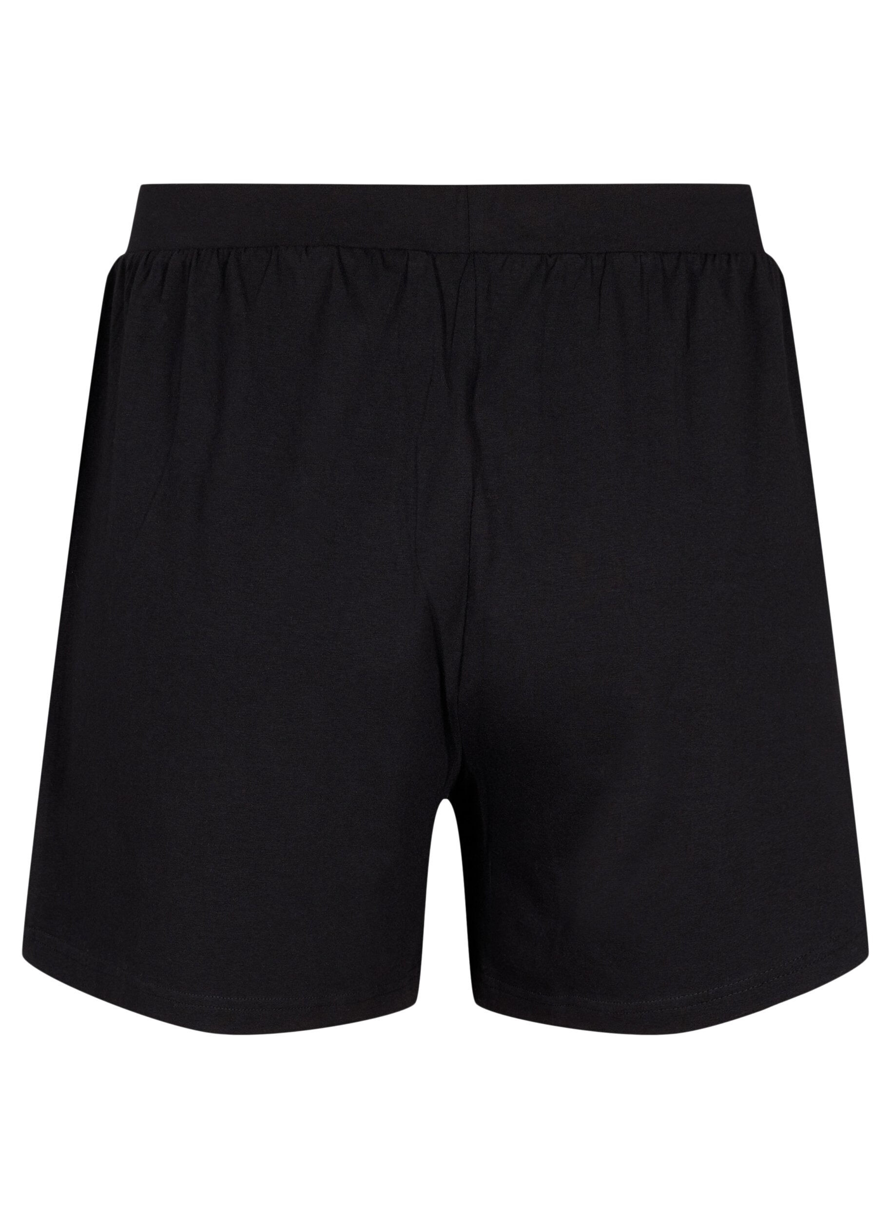 Zizzi Losse pyjama shorts van katoenmix, Zwart, Packshot image number 1