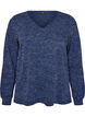 Jersey blouse met V-hals en lange mouwen, Blauw, Packshot image number 0