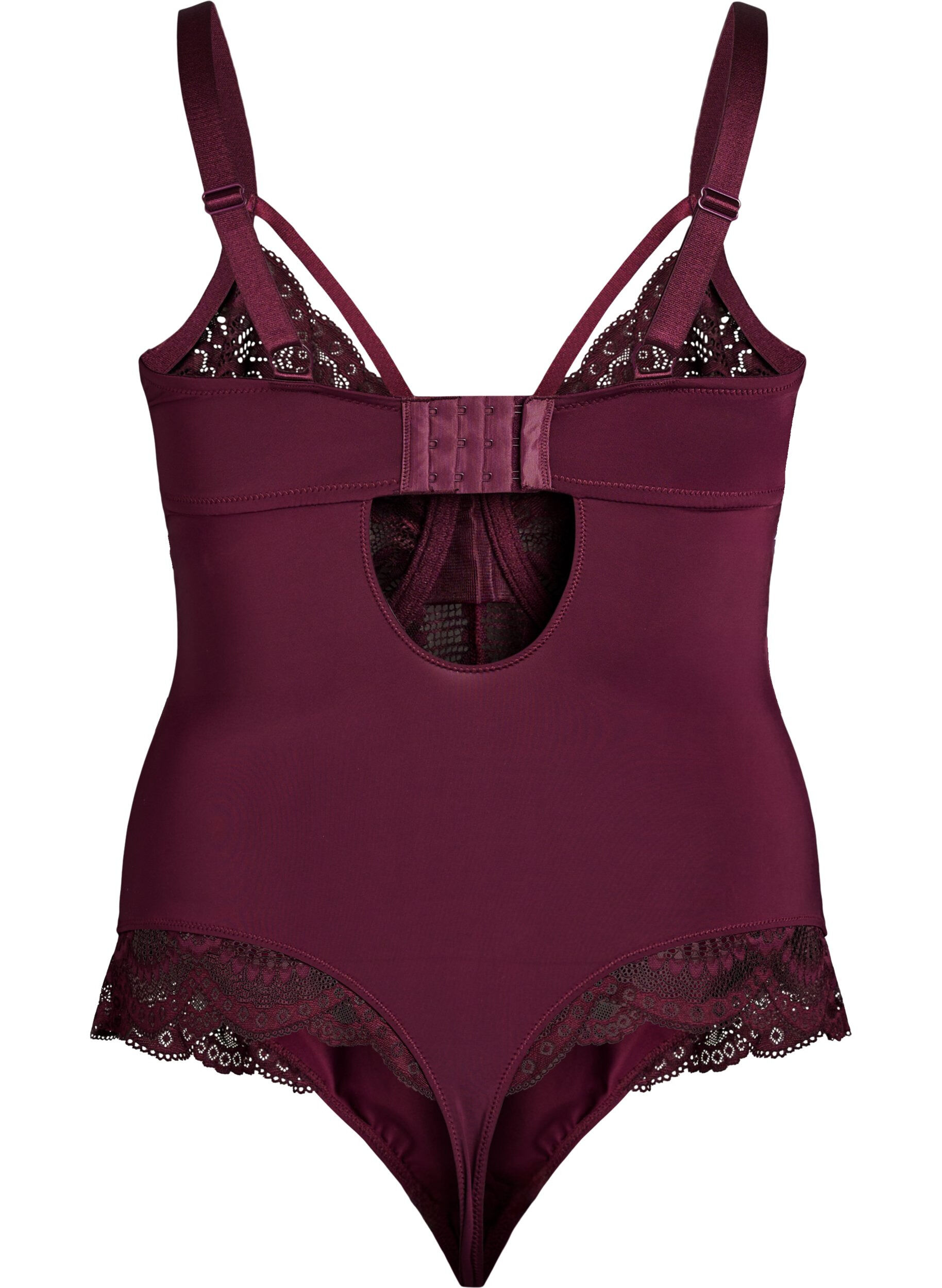 ZizziBody van kant met beugels en bandjesdetails, Rood, Packshot image number 1