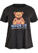 Grafisch T-shirt van biologisch katoen, Zwart, Packshot image number 0