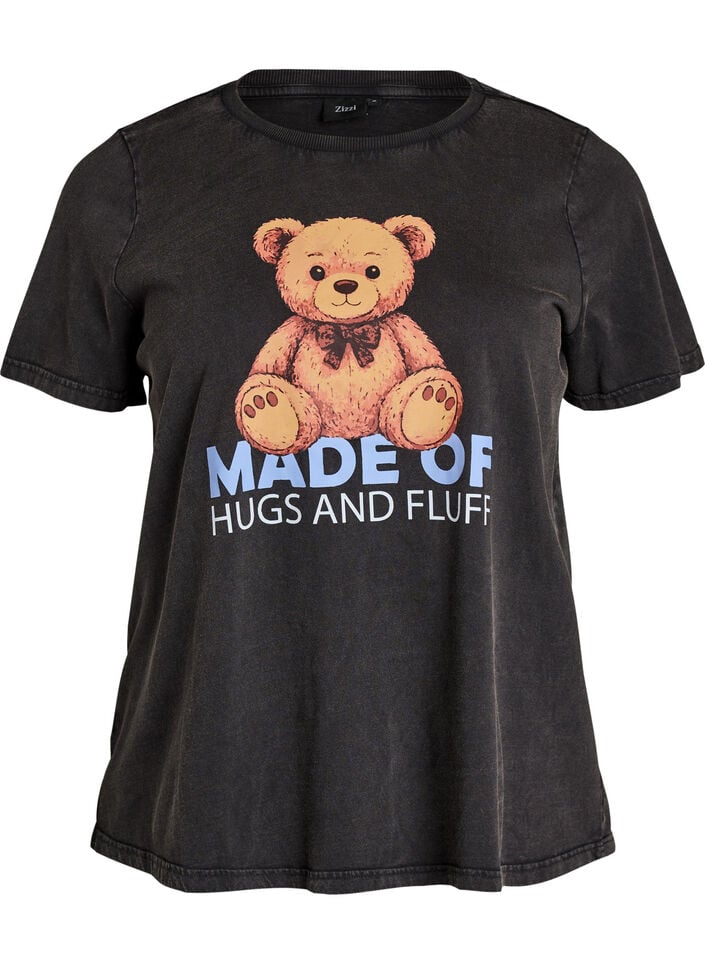 Grafisch T-shirt van biologisch katoen, Zwart, Packshot image number 0