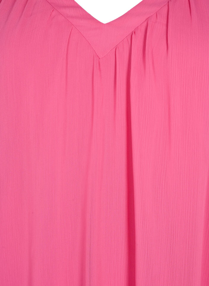 Effen blouse met vleermuismouwen en v-hals, Shocking Pink, Packshot image number 2