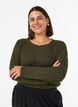 Jersey blouse met geribde structuur en lange mouwen, Groen, Model image number 0