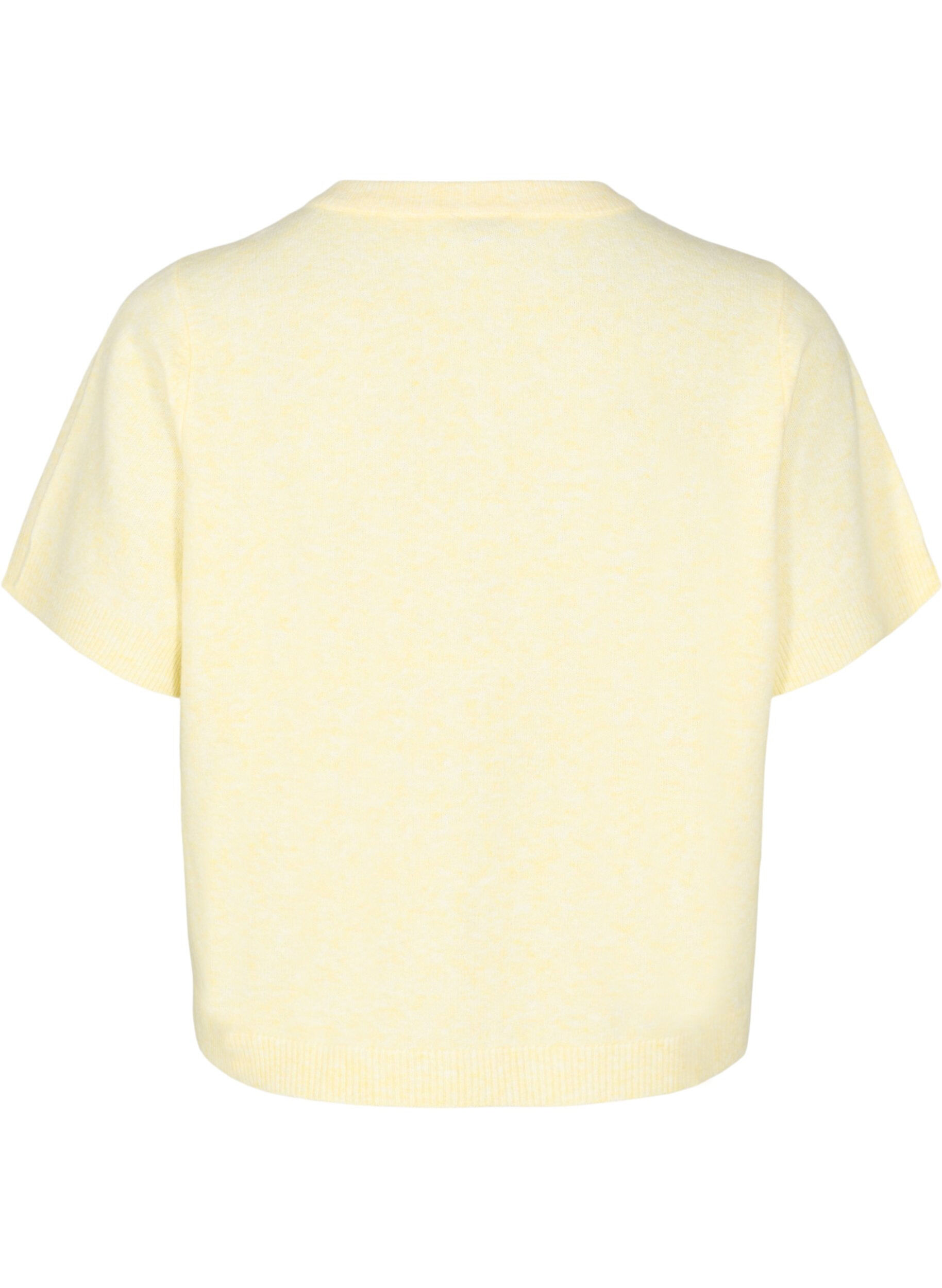 Zizzi Gebreide kleding vest met korte mouwen, Geel, Packshot image number 1