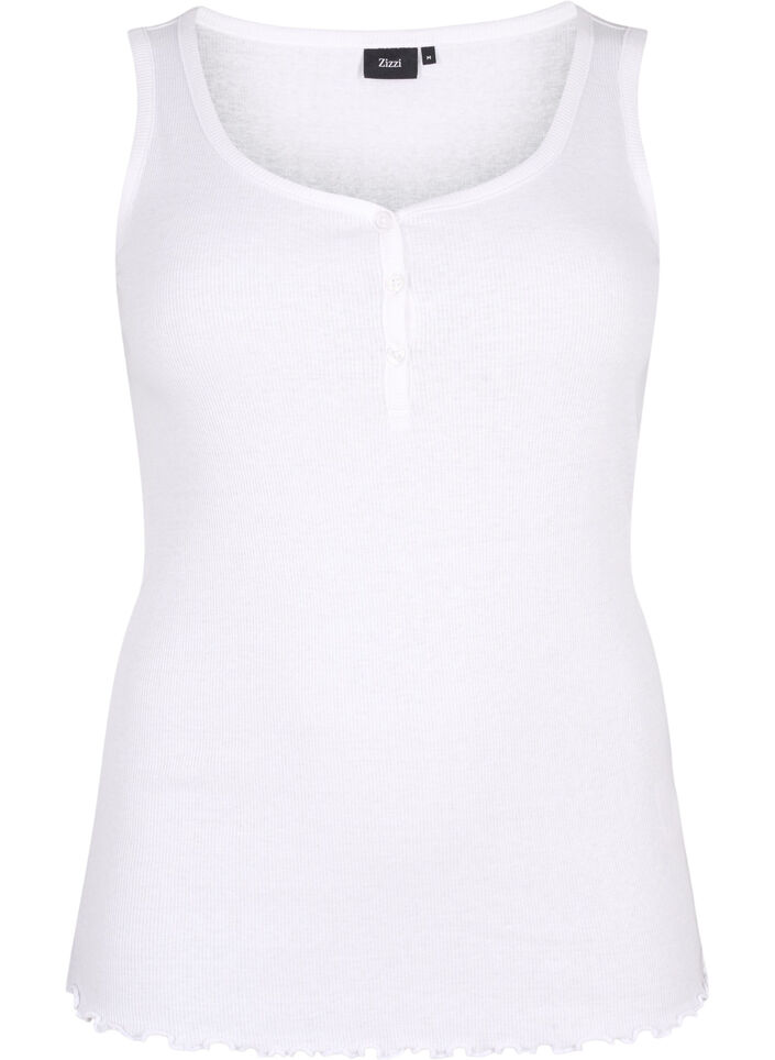 Ribtanktop met knopen, Bright White, Packshot image number 0