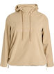 Fleece hoodie met een hoge nek en geborduurde tekst, Beige, Packshot image number 0