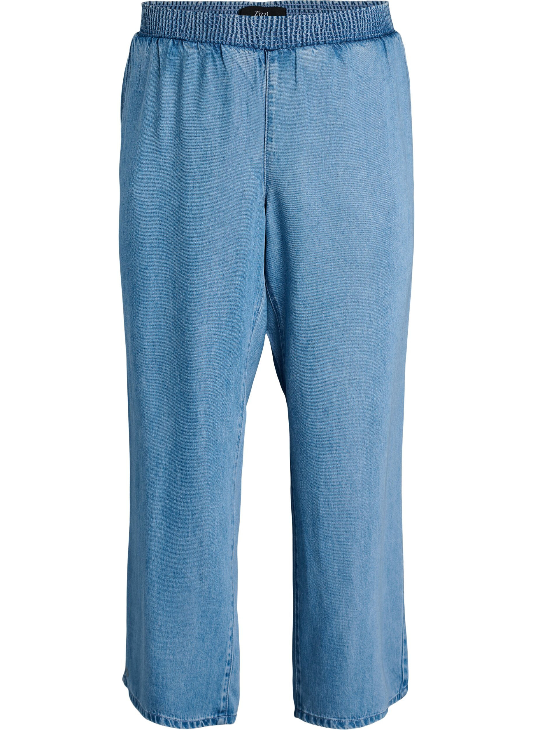 Lyocell broek met wide fit en denimlook