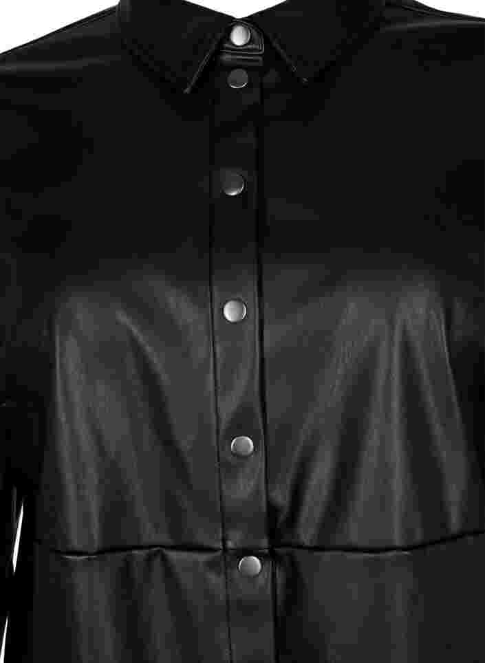 Lang overhemd van imitatieleer, Black, Packshot image number 2