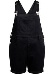 Denim overalls korte broek, Zwart