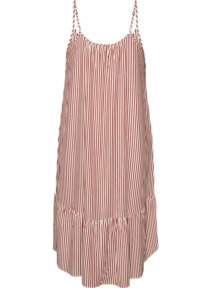 Zomerjurk met strepen en A-lijn pasvorm, Rood, Packshot image number 1