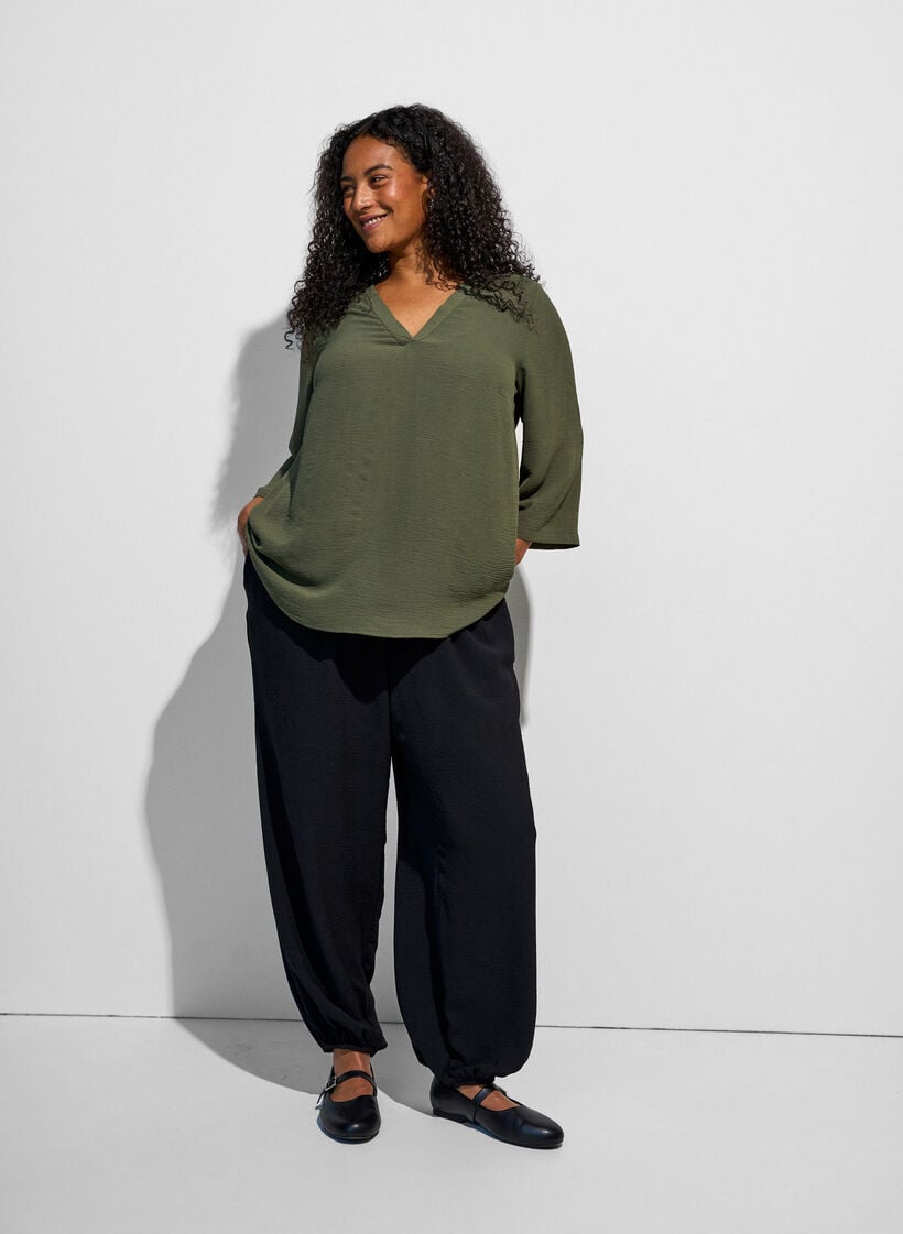 Blouse met 3/4 mouwen, Groen, Model image number 1