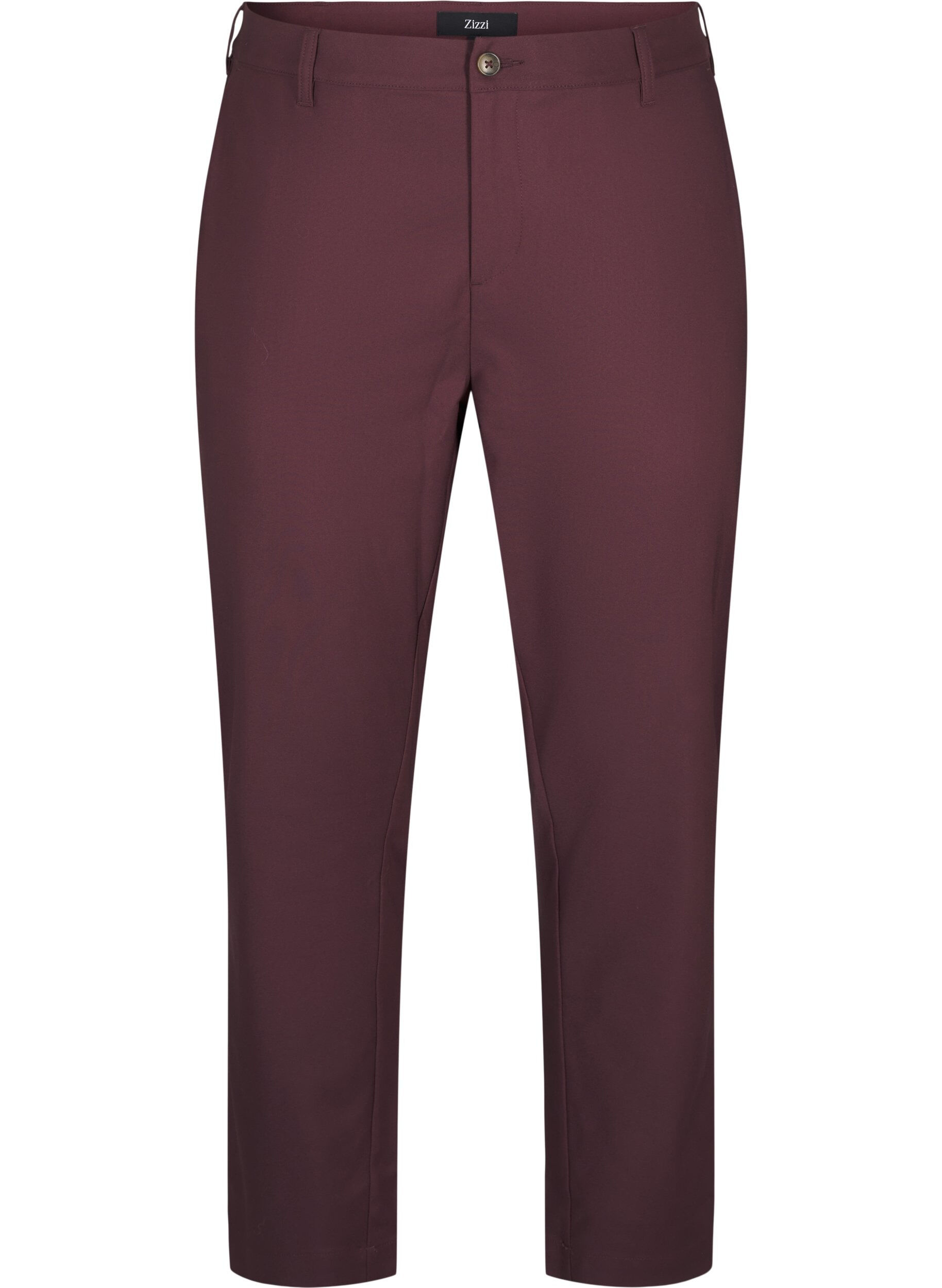 Zizzi Broek met hoge taille en rechte pijpen, Donker Bordeaux, Packshot image number 0